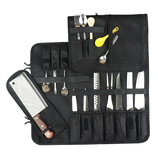 16 Slots Chef Knife Bag Roll Carry Case Adjustable Straps_0
